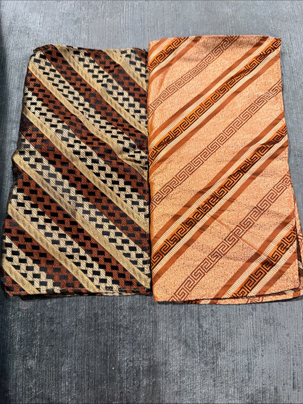 Vintage, Hand Made, 100% Silk Pocket Squares, Set of 2, Handkerchiefs or Scarves
